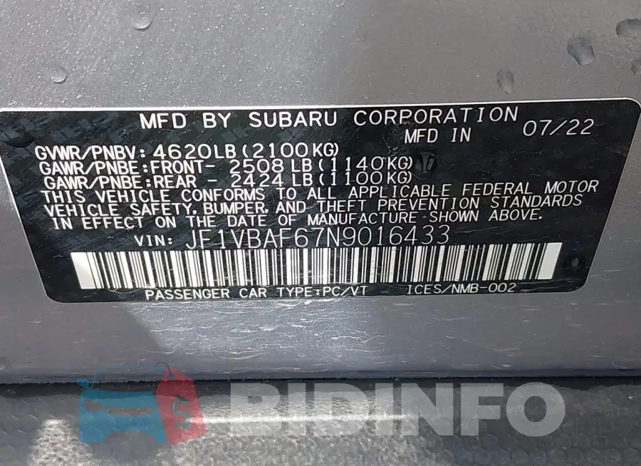 JF1VBAF67N9016433 Photo# 9