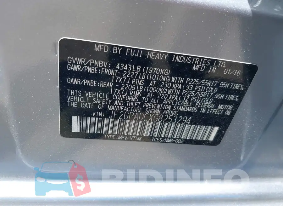 JF2GPADCXG8253294 Photo# 9