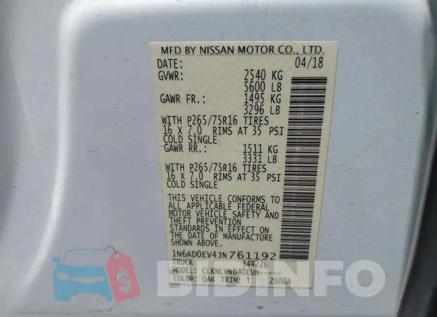 1N6AD0EV4JN761192 Photo# 17