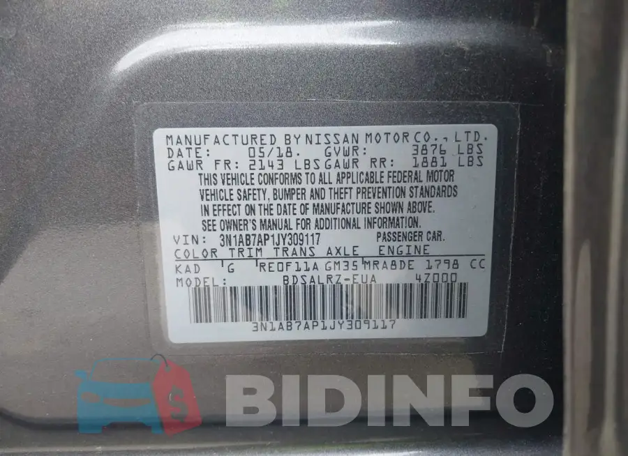 3N1AB7AP1JY309117 Photo# 9