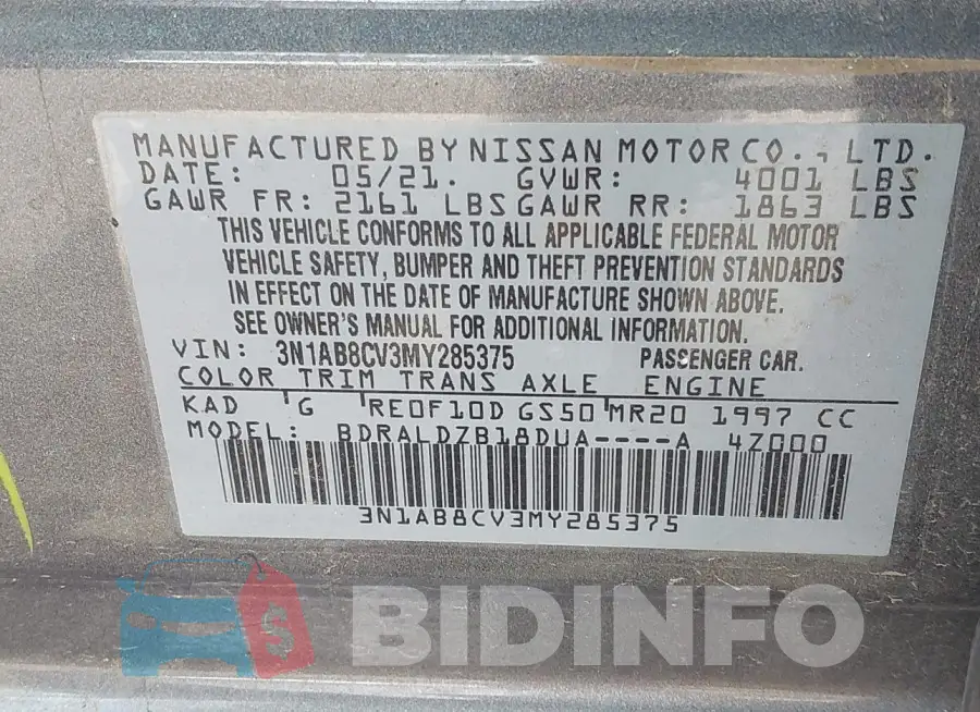 3N1AB8CV3MY285375 Photo# 9