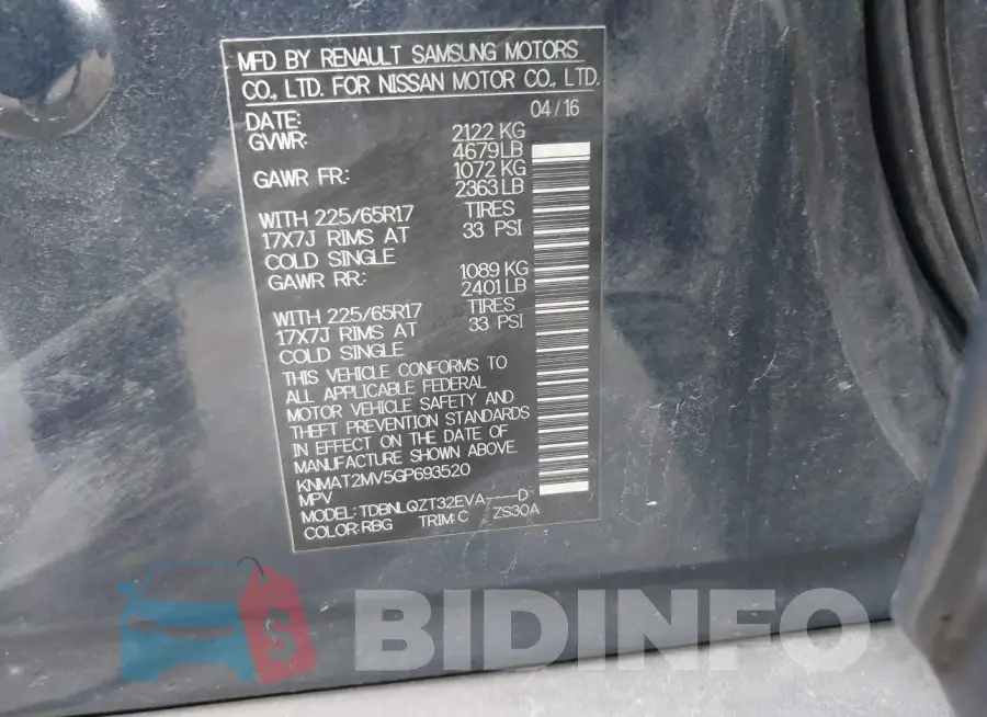 KNMAT2MV5GP693520 Photo# 9