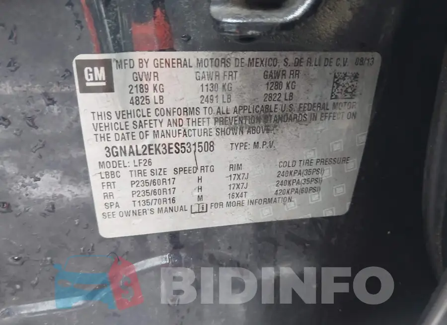 3GNAL2EK3ES531508 Photo# 9