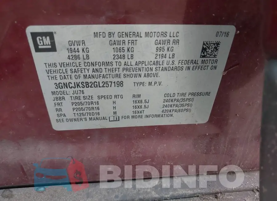 3GNCJKSB2GL257198 Photo# 9