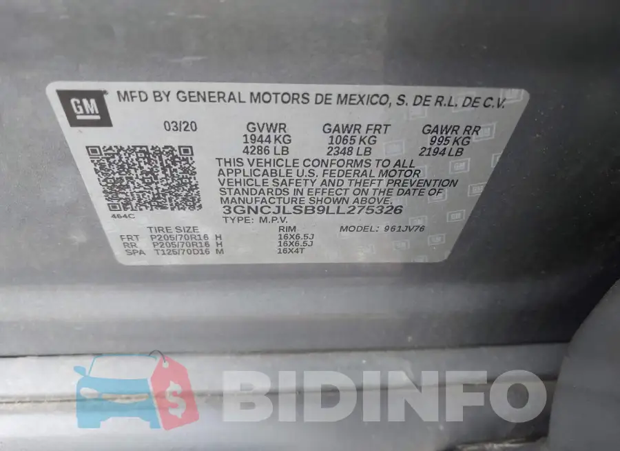 3GNCJLSB9LL275326 Photo# 9