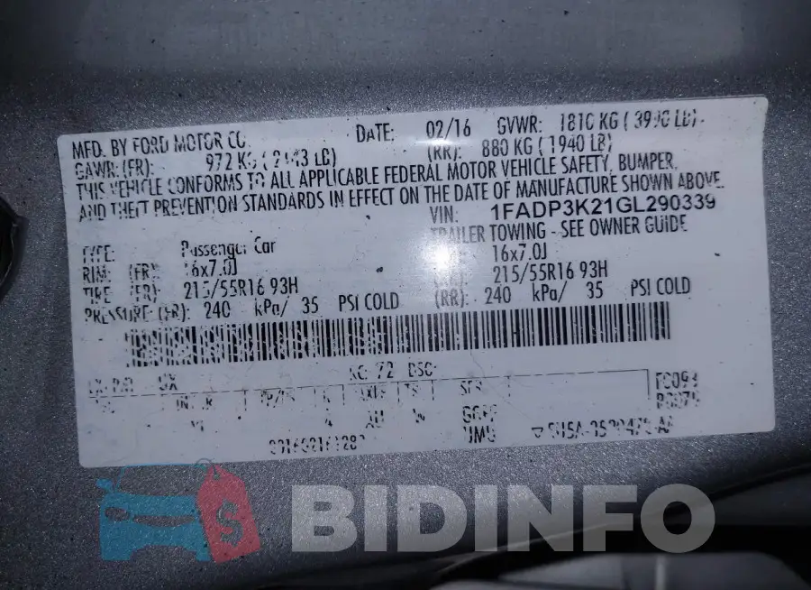 1FADP3K21GL290339 Photo# 9