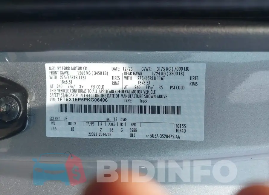 1FTEX1EP5PKG06406 Photo# 9