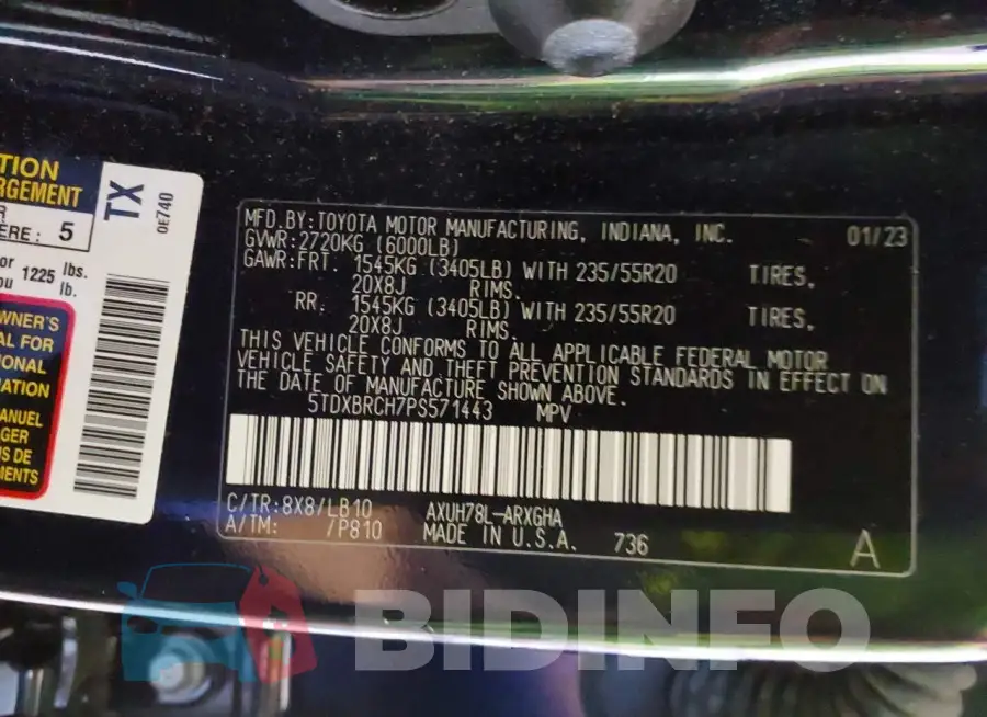 5TDXBRCH7PS571443 Photo# 9