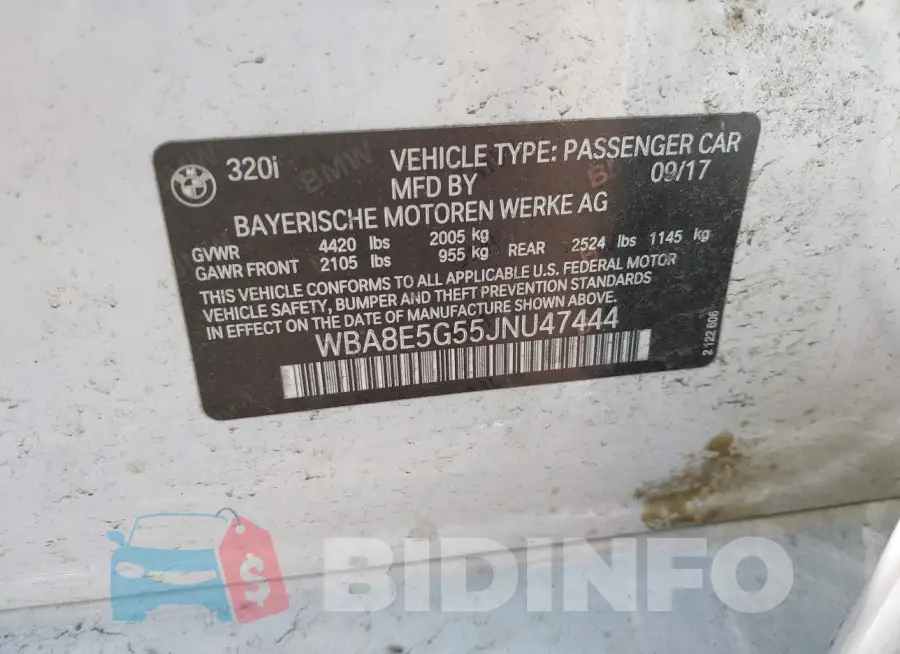 WBA8E5G55JNU47444 Photo# 9
