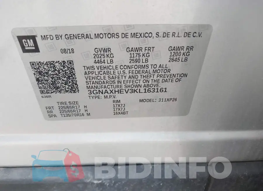 3GNAXHEV3KL163161 Photo# 9