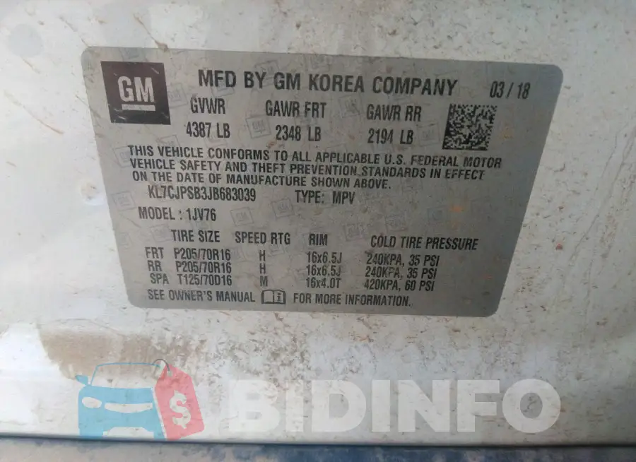 KL7CJPSB3JB683039 Photo# 9