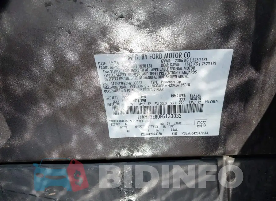 1FAHP2E80FG133033 Photo# 9