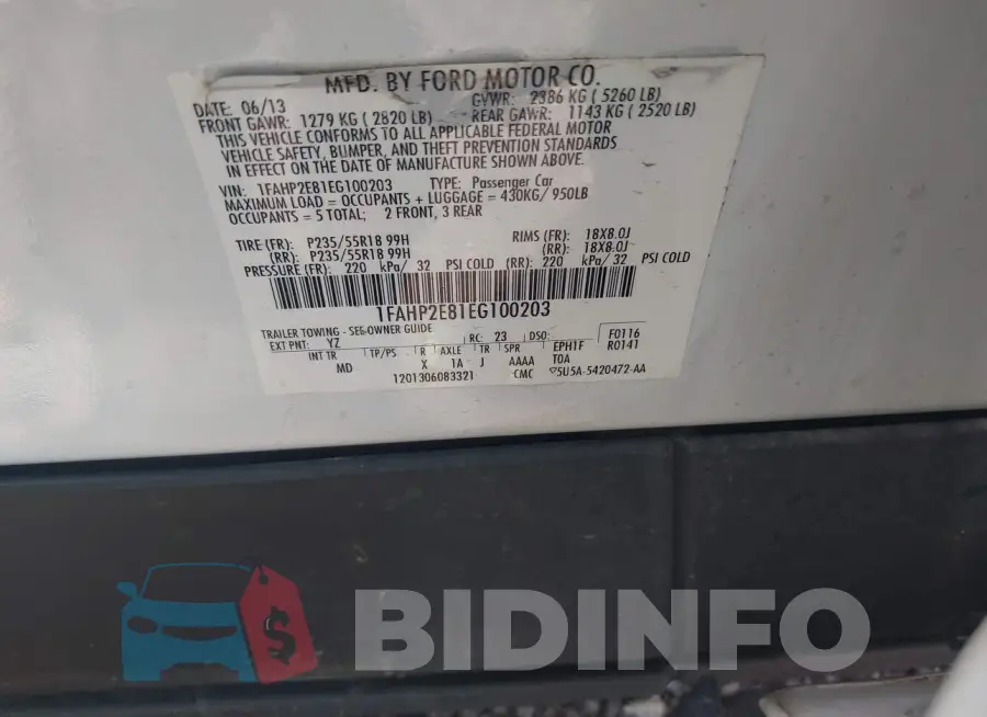 1FAHP2E81EG100203 Photo# 9