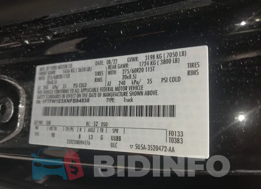 1FTFW1E5XNFB84838 Photo# 9