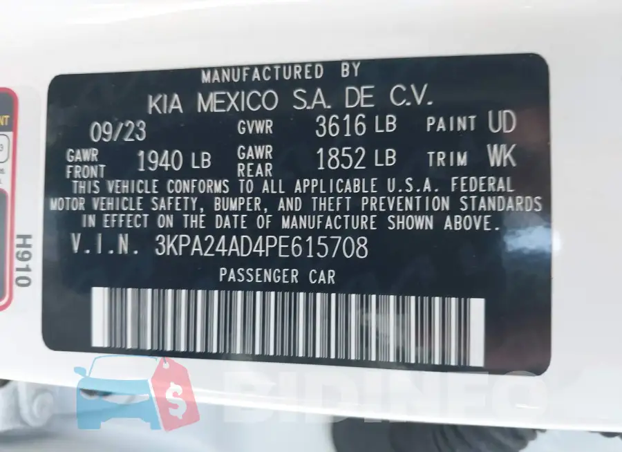 3KPA24AD4PE615708 Photo# 9