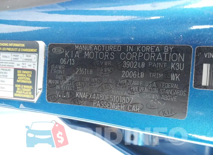 KNAFX4A80E5101807 Photo# 9