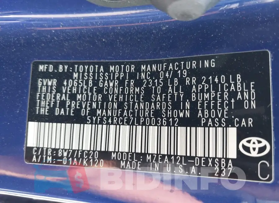 5YFS4RCE7LP003612 Photo# 9