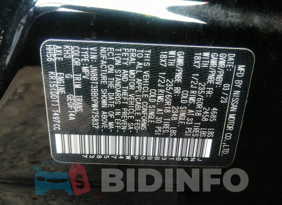 JN8BT3BB0PW475837 Photo# 9