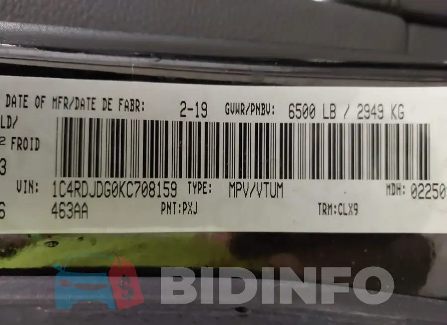 1C4RDJDG0KC708159 Photo# 9