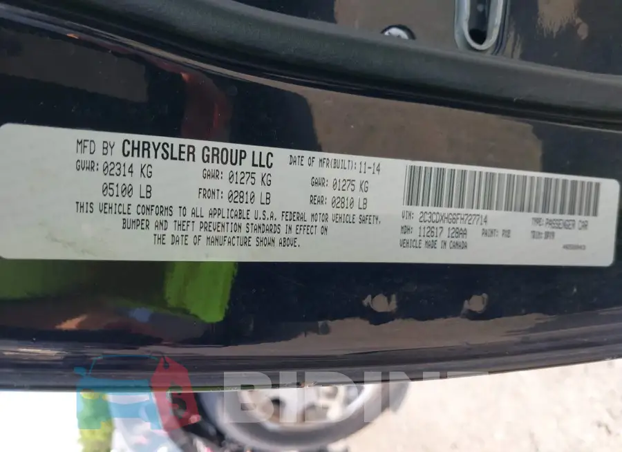 2C3CDXHG6FH727714 Photo# 9
