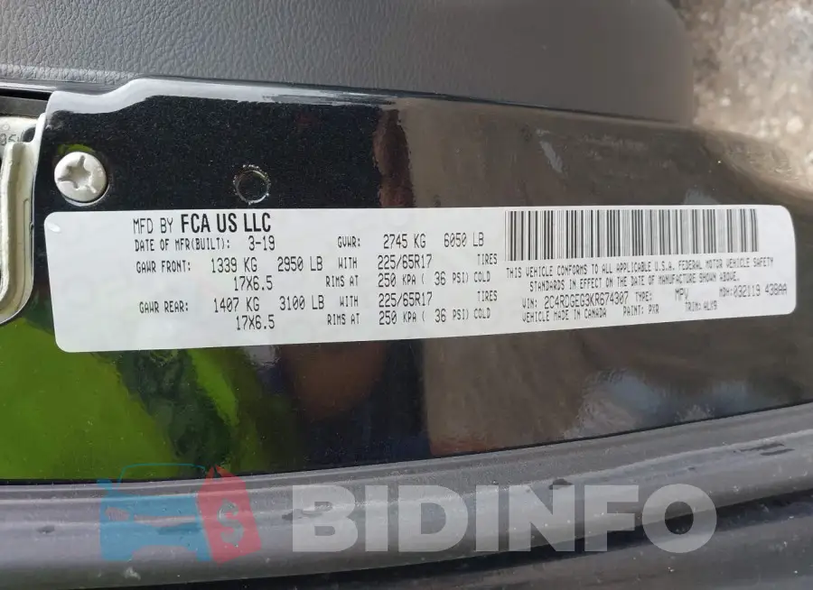 2C4RDGEG3KR674307 Photo# 9