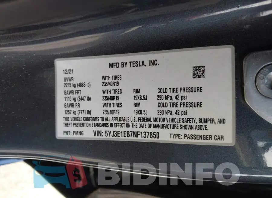 5YJ3E1EB7NF137850 Photo# 9