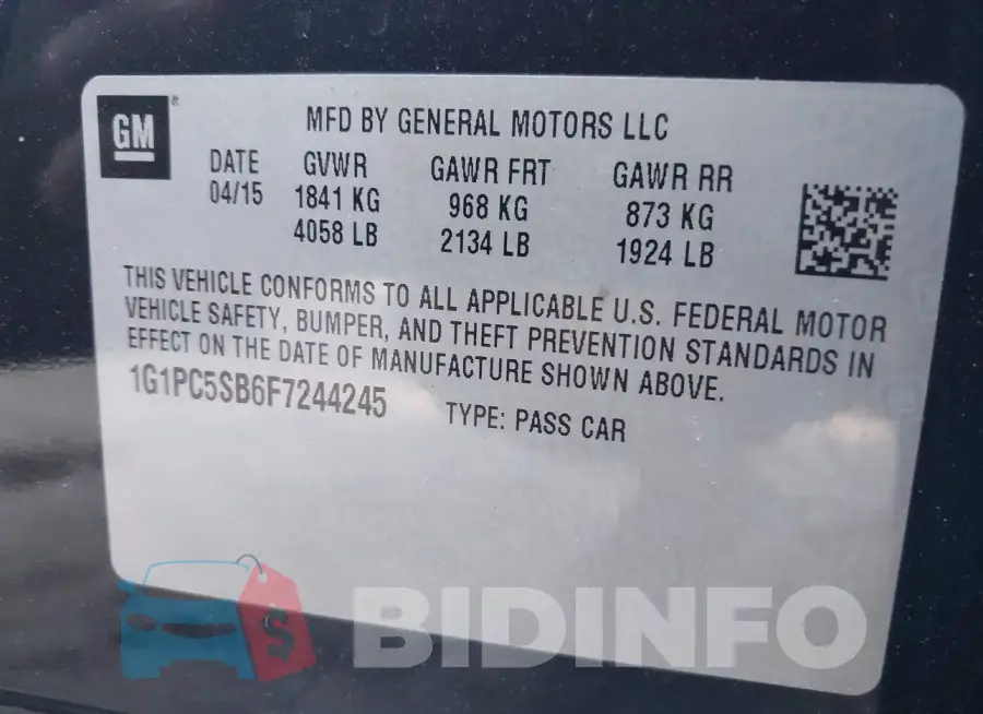 1G1PC5SB6F7244245 Photo# 9