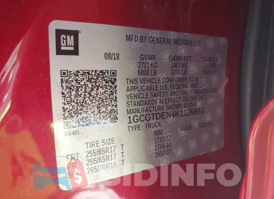 1GCGTDEN4K1126893 Photo# 9