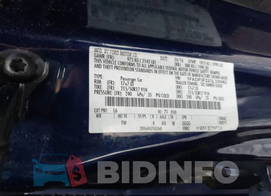 1FADP3F22GL330082 Photo# 9