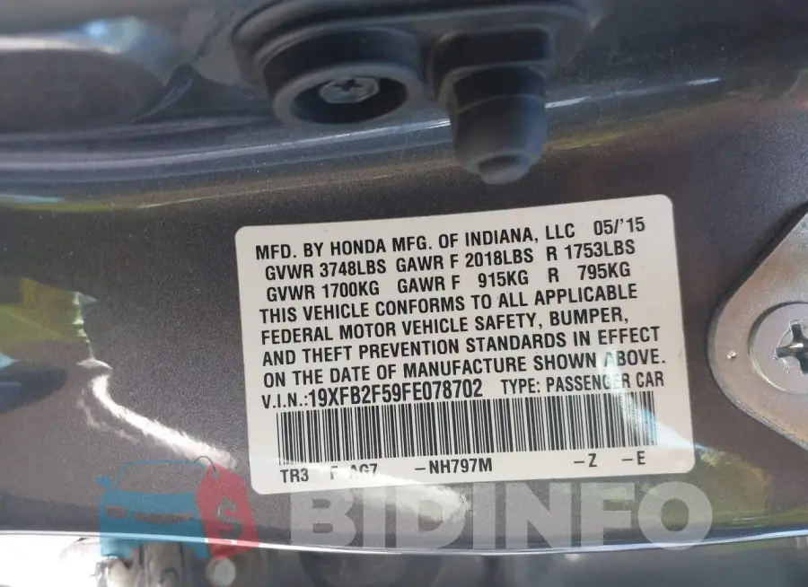 19XFB2F59FE078702 Photo# 9