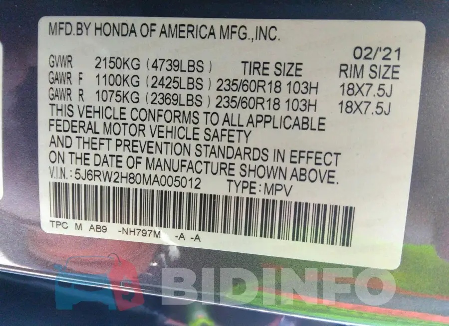 5J6RW2H80MA005012 Photo# 9