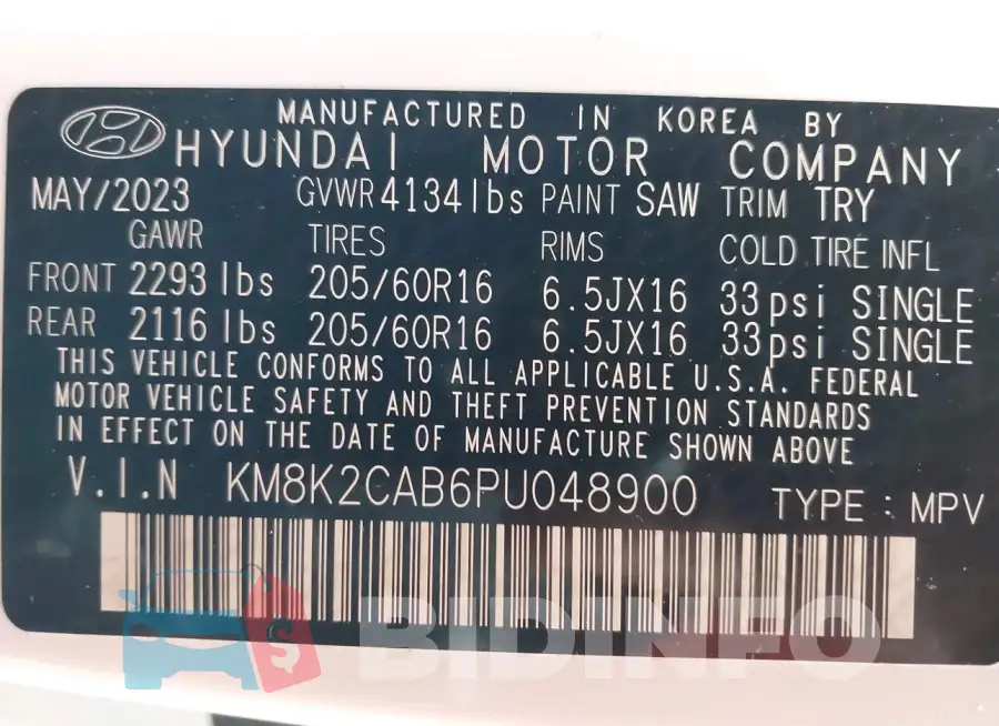KM8K2CAB6PU048900 Photo# 9