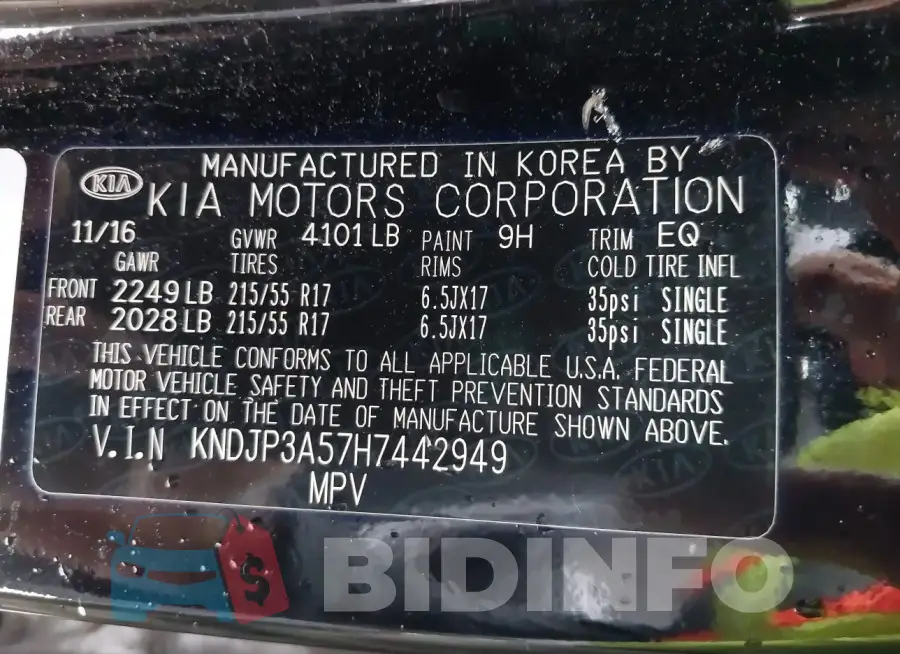 KNDJP3A57H7442949 Photo# 9