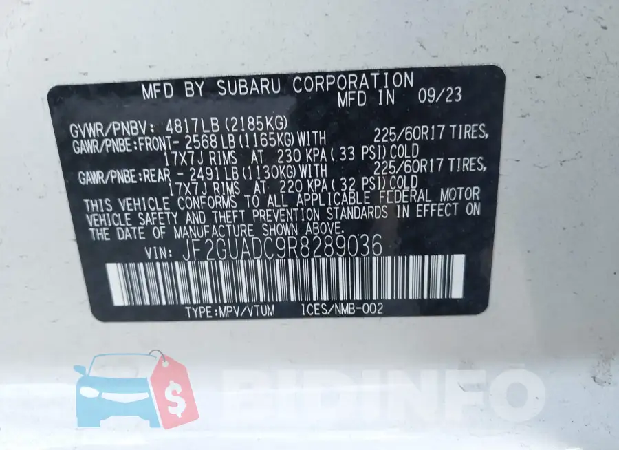 JF2GUADC9R8289036 Photo# 9