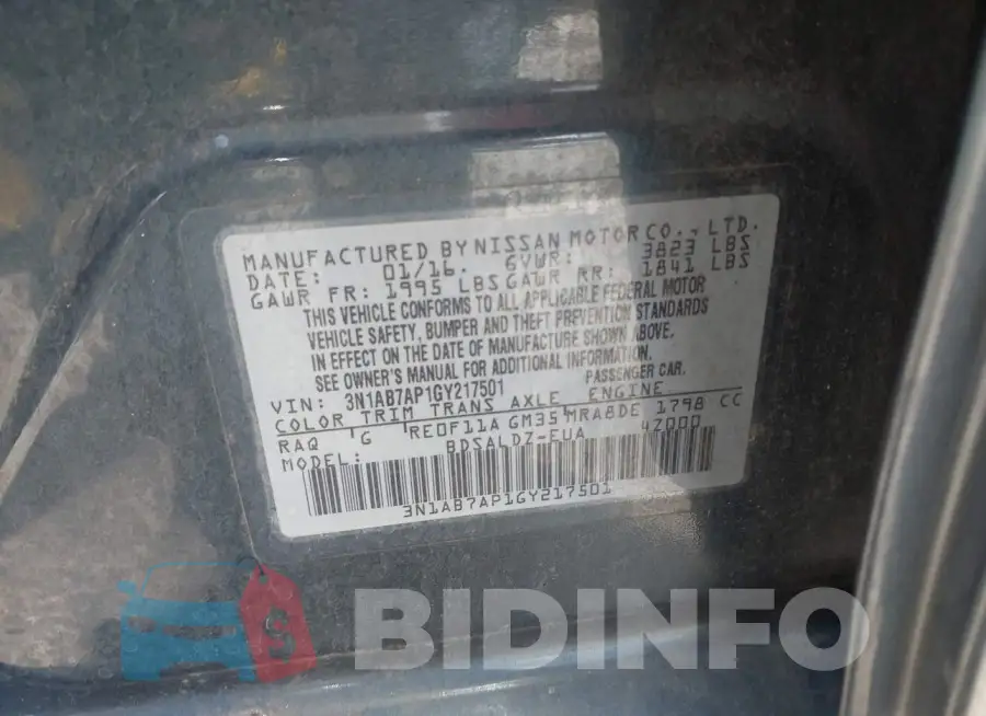 3N1AB7AP1GY217501 Photo# 9