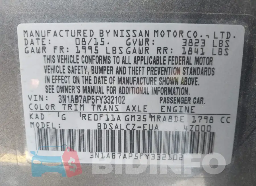 3N1AB7AP5FY332102 Photo# 9