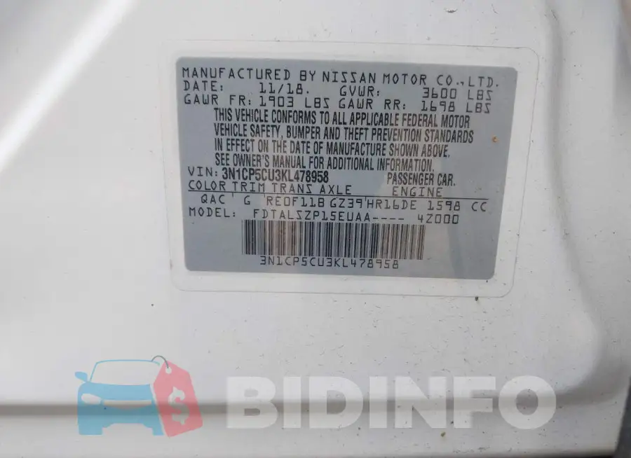3N1CP5CU3KL478958 Photo# 9