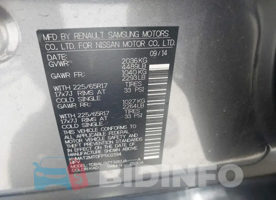KNMAT2MT0FP502194 Photo# 9