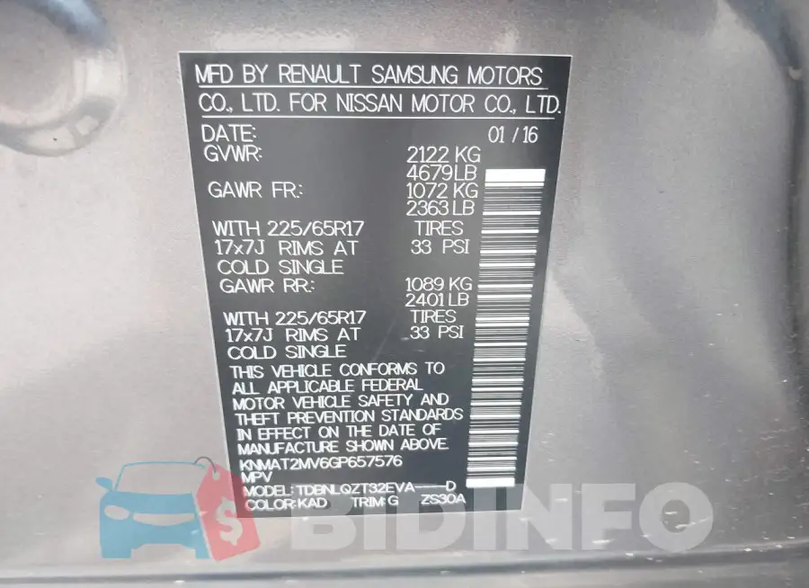KNMAT2MV6GP657576 Photo# 9