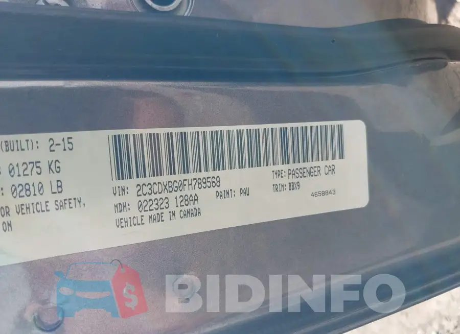 2C3CDXBG0FH789568 Photo# 9