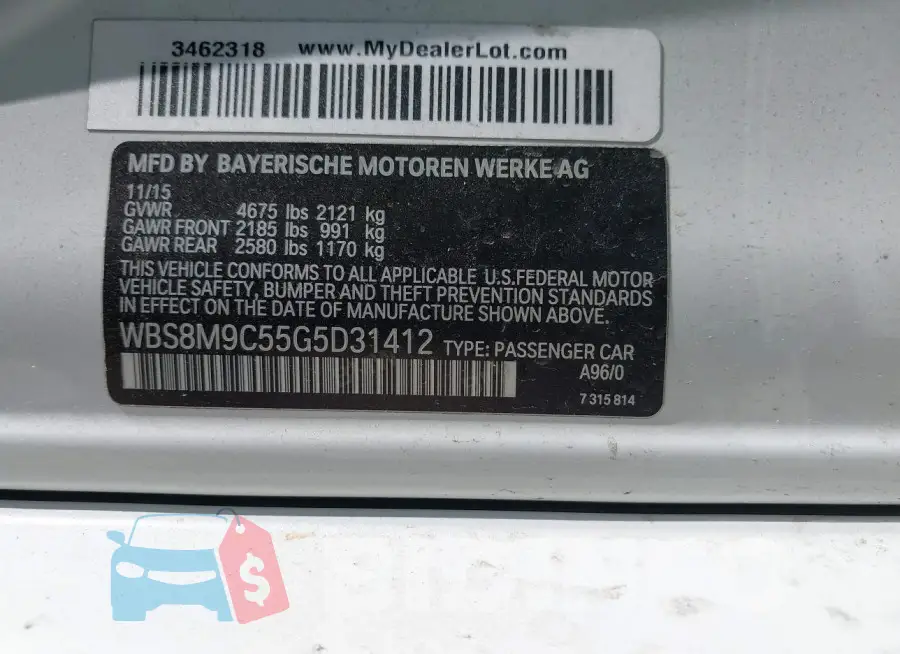 WBS8M9C55G5D31412 Photo# 9