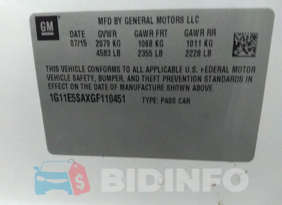 1G11E5SAXGF110451 Photo# 9