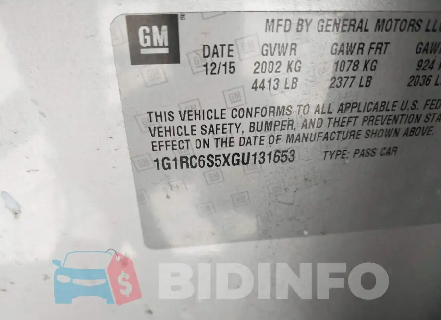 1G1RC6S5XGU131653 Photo# 9