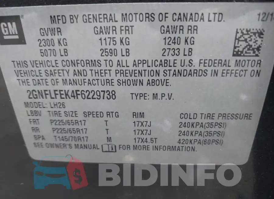 2GNFLFEK4F6229738 Photo# 9