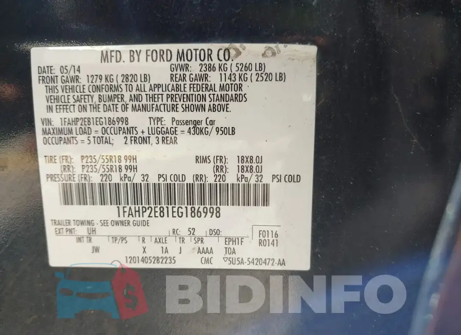 1FAHP2E81EG186998 Photo# 9