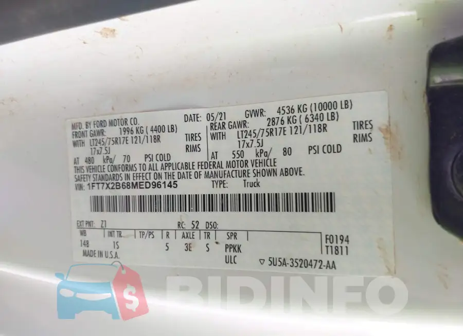 1FT7X2B68MED96145 Photo# 9