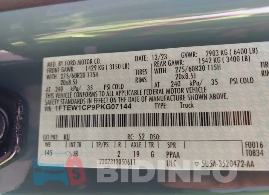 1FTEW1CP9PKG07144 Photo# 9