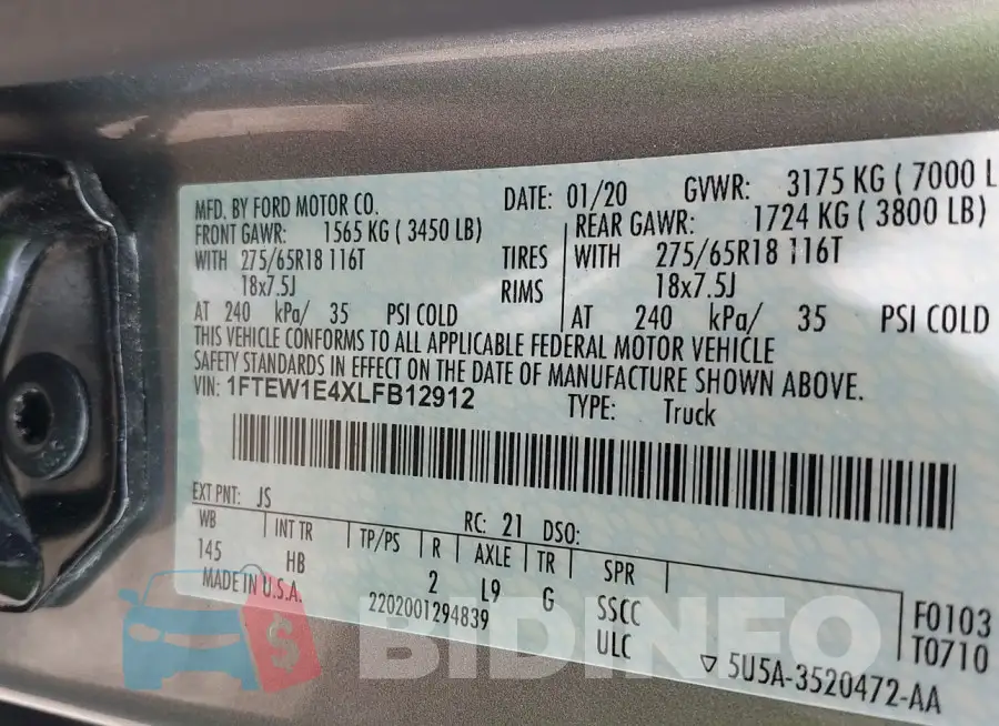 1FTEW1E4XLFB12912 Photo# 9