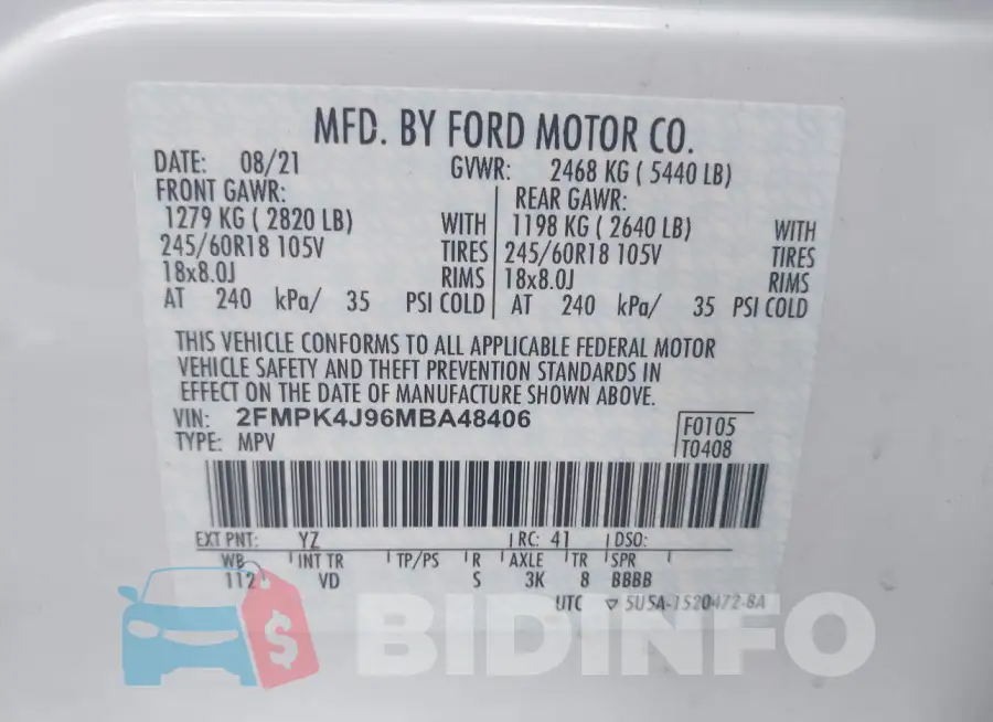 2FMPK4J96MBA48406 Photo# 9