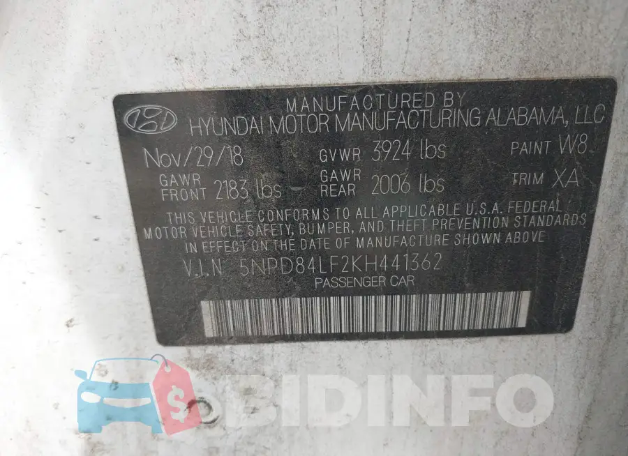 5NPD84LF2KH441362 Photo# 9